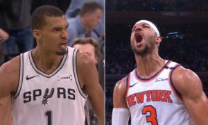 Džošu Hārtu NBA finālā aizstāvēja Viktors Vembaņama? Knicks spēlētājs ir ironisks